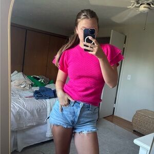 Pink Short Sleeve Sweater